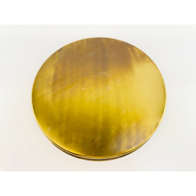Vintage Hollywood Regency Round Brass Gallery Tray With Pierced Rim For Sale - Image 9 of 9