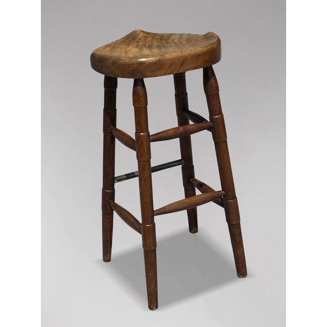 19th Century Elm Bar Saddle Seat Stool, 1890 For Sale - Image 6 of 9