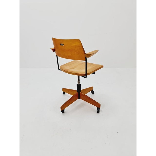 Bauhaus Swivel Office Armchair in Wood from Stollgiroflex 1960s For Sale - Image 5 of 11