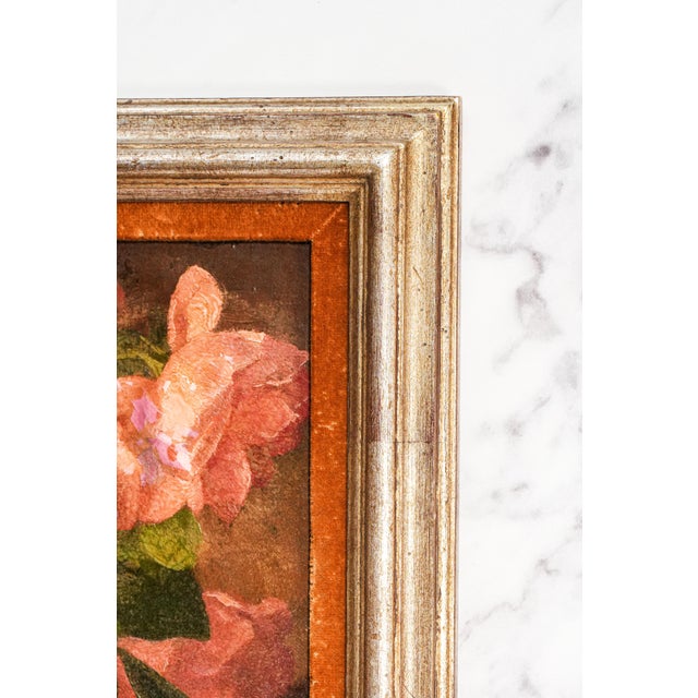 Charming Mid Century Framed Vintage Roses Flower Still Life Home Wall Decor For Sale - Image 9 of 11