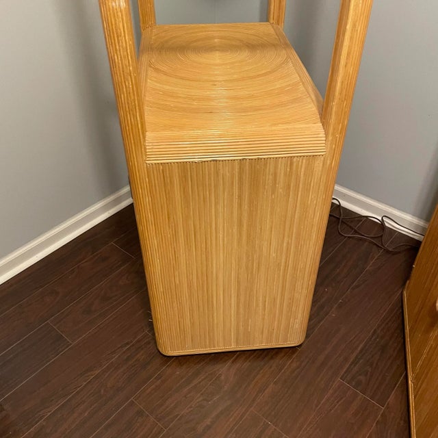 1970s Gabriella Crespi Pencil Reed Lighted Etagere With Two Door Storage For Sale - Image 9 of 13