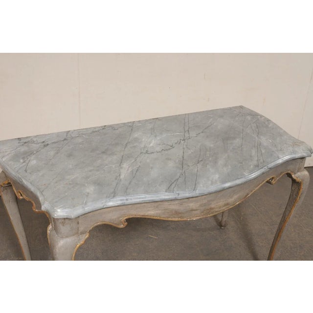 18th C. Italian Console Table W/Grey Marble Top & Nice Shapely Design For Sale - Image 9 of 10