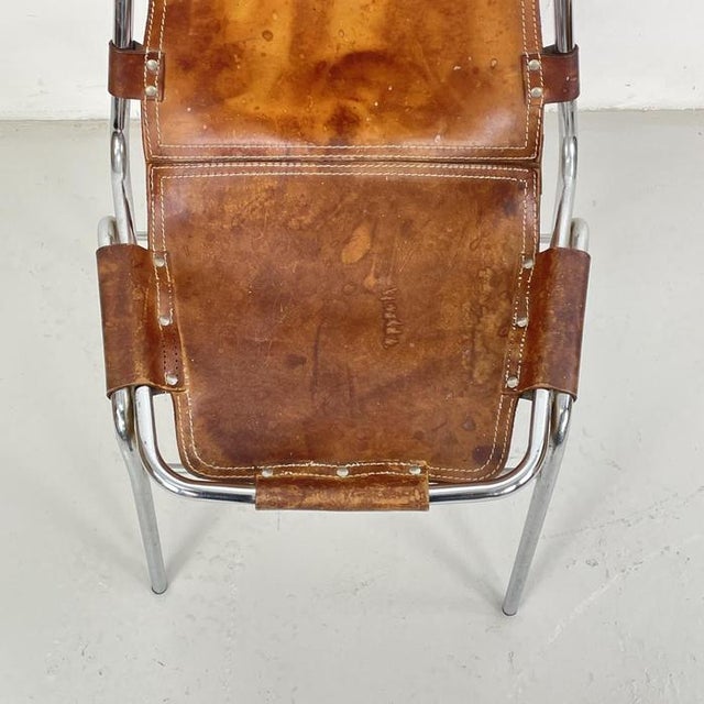 Brown Leather Chair by Charlotte Perriand and Le Corbusier for Les Arcs, 1970s For Sale - Image 3 of 7