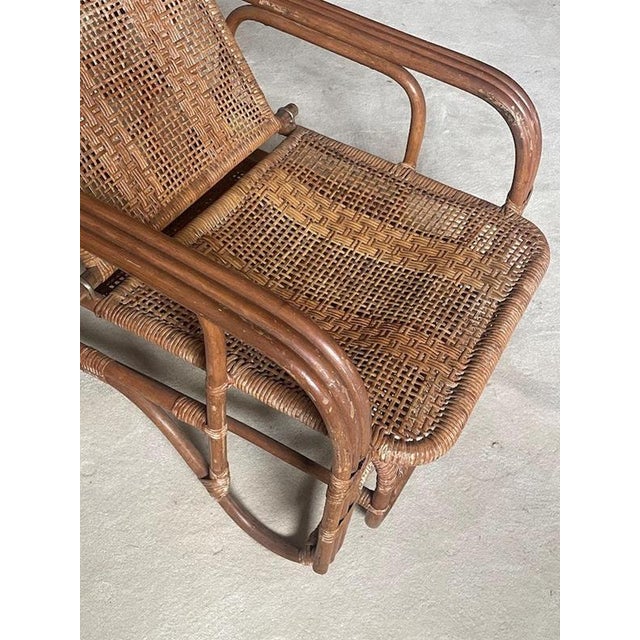 Mid-Century Adjustable Rattan Chaise Lounge with Retractable Footrest, Japan For Sale - Image 13 of 14