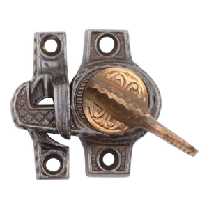 Antique Eastlake Cast Iron & Brass Window Sash Lock