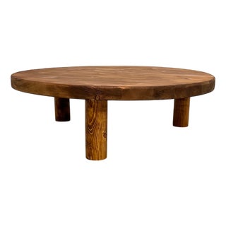 Round Tripod Coffee Table in Pine, 1950 For Sale