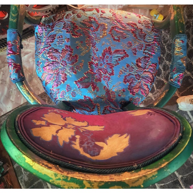 Mid-Century Modern Jewel Toned Custom Upcycled Vintage Accent Chair – Hand-Painted Statement Piece For Sale - Image 3 of 6