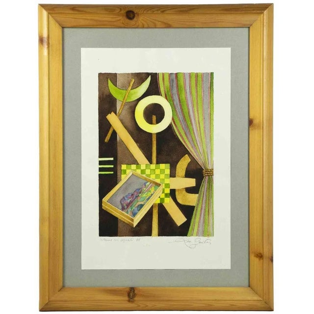 Modern Leo Guida, Interno con segnali 34, Watercolor on Paper, 1970s For Sale - Image 3 of 4