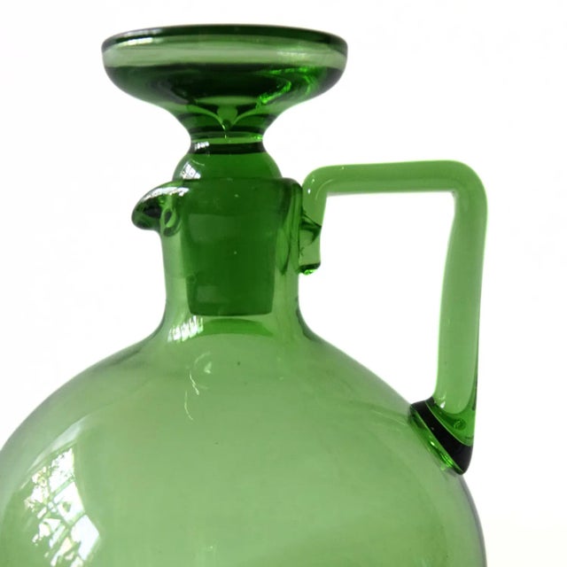 Small Antique Art Deco Green Art Glass Decanter attributed to Kosta For Sale - Image 5 of 7