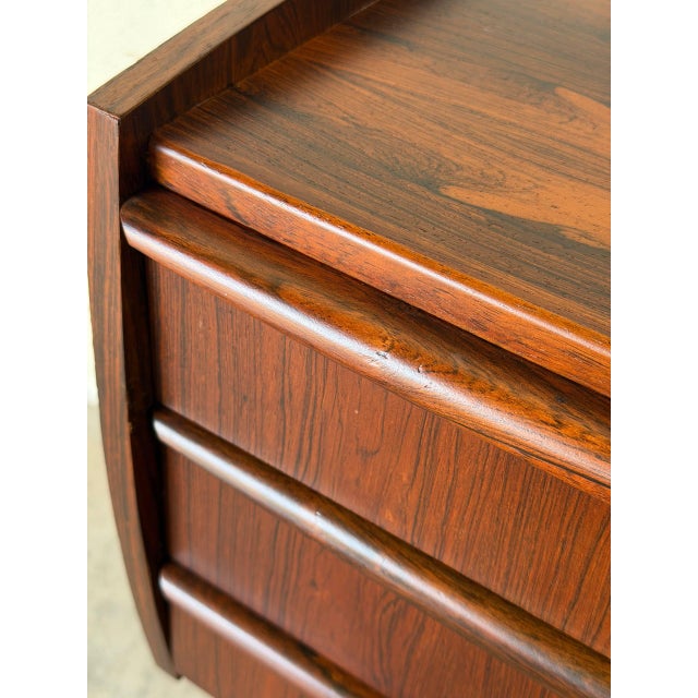 Small Rosewood 3-Drawer Dresser With Sculpted Handle Pulls Danish Mid-Century Modern 1960s For Sale - Image 11 of 11