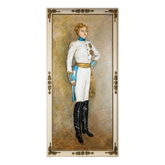 Antoine Ferracci, Portrait, Large Oil on Canvas, Framed For Sale