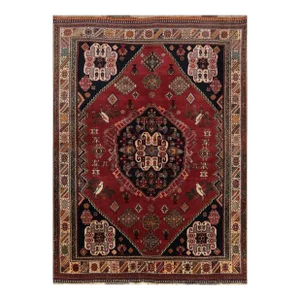 1990s Persian Shiraz Area Rug With Bird Print 4’2″ X 6’3″