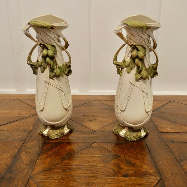 Large 19th Century Art Nouveau Porcelain Vases from Royal Dux, 1890s, Set of 2 For Sale - Image 10 of 11