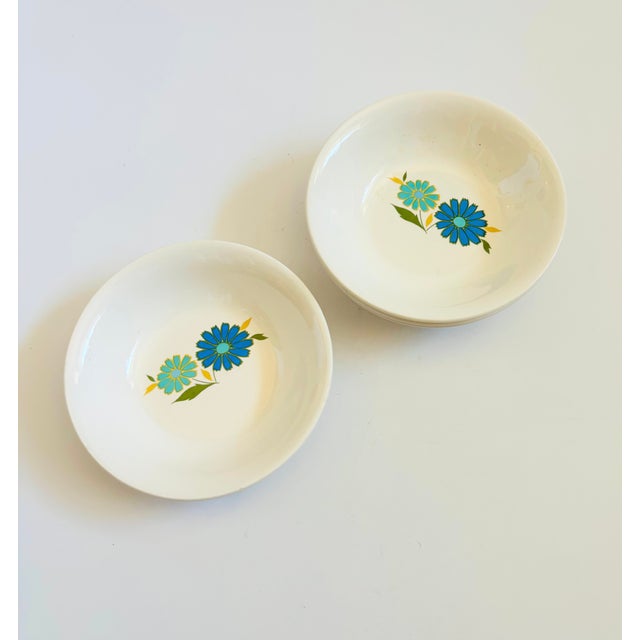 Mid Century American Ironstone Blue Flower Small Bowls - Set of 4 For Sale - Image 4 of 8