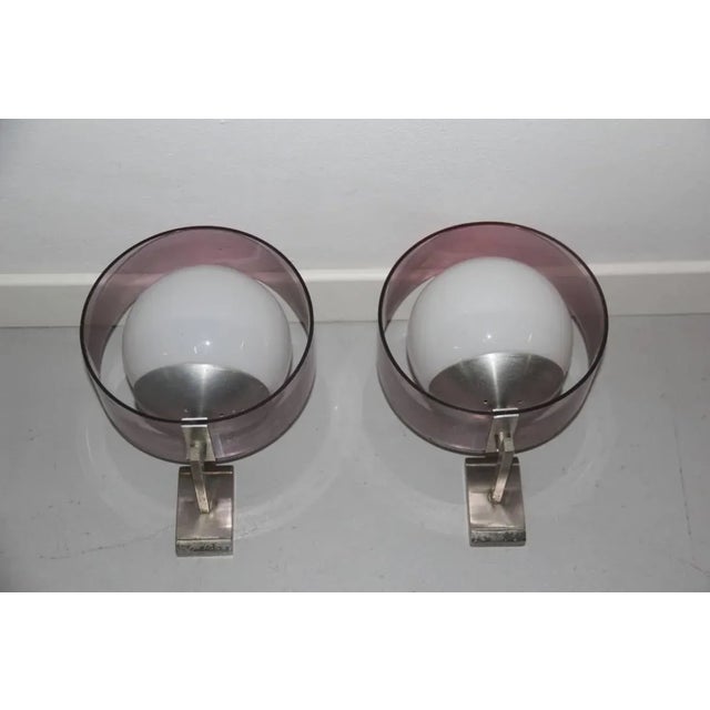 Mid-Century Modern Vintage Acrylic Glass & Aluminium Wall Lights from Stilux Milano, 1960s, Set of 2 For Sale - Image 3 of 6