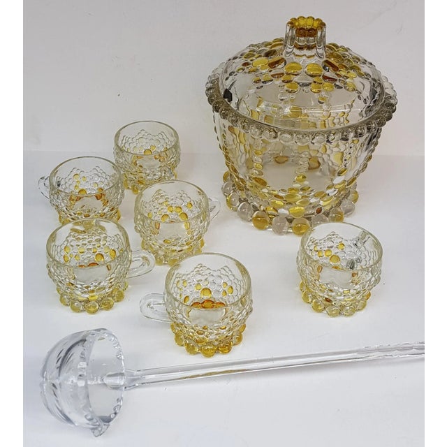 Elaborate Punch Bowl & Drinking Set with Crystal Ladle, Set of 8 For Sale - Image 4 of 5