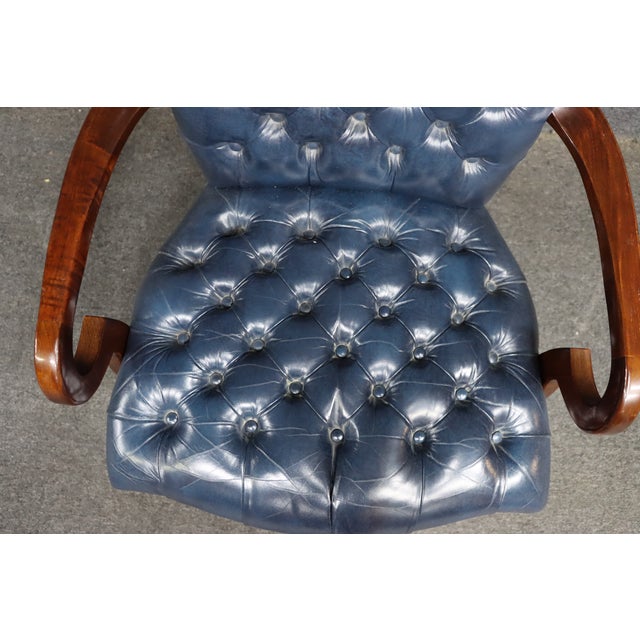 Tufted Leathercraft Swivel Office Chair With Cherry Frame For Sale In Philadelphia - Image 6 of 10