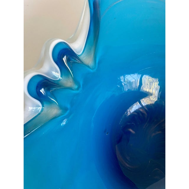 Murano Vintage Blue and White Murano Art Glass Bowl For Sale - Image 4 of 11