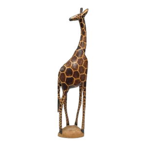 Mid 20th Century Hand-Carved Hardwood Giraffe Sculpture, African Folk Art