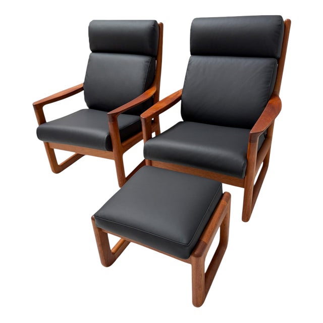Mid-Century Modern Chairs and Stools by Johannes Andersen for Silkeborg, 1960s, Set of 3 For Sale