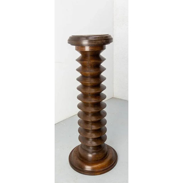 Midcentury Modern French Turned Beech Pedestal, 1940 For Sale - Image 6 of 11