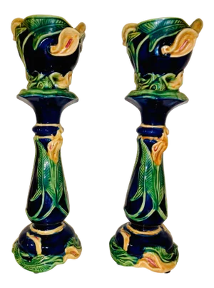 19th Century French Majolica Candelabras - 2