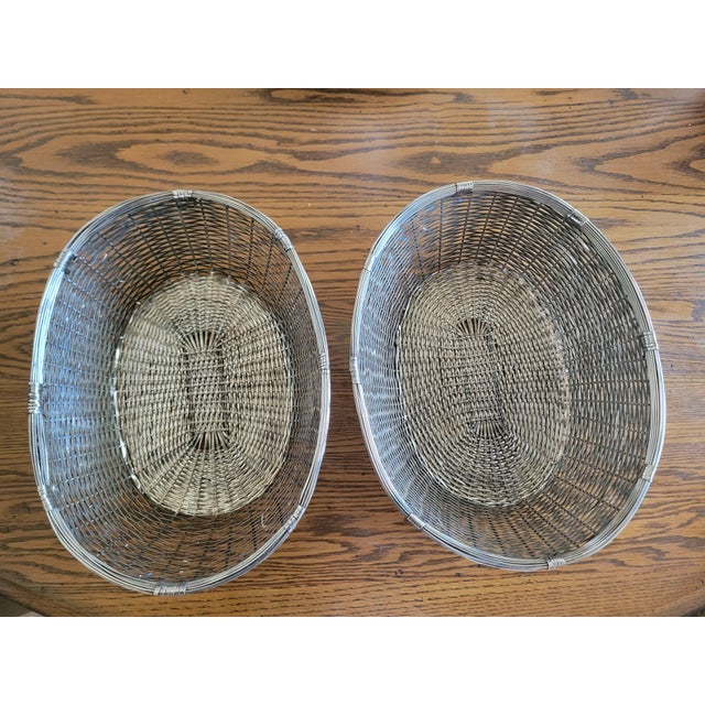 Vintage Woven Metal Basket For Sale - Image 12 of 12