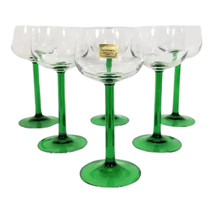 Mid 20th Century French Luminarc Glassware Barware Stemware Made in France Mid Century Set of 6