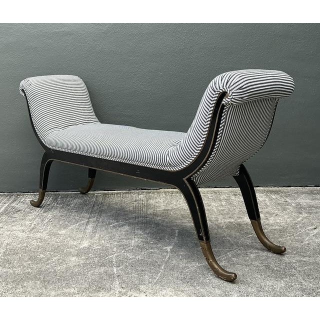 Wood Vintage Gilt Tipped Tufted Bench For Sale - Image 7 of 12