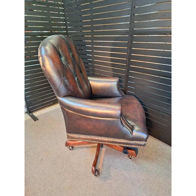 Transitional Seven Seas Leather Executive Chair For Sale - Image 3 of 5