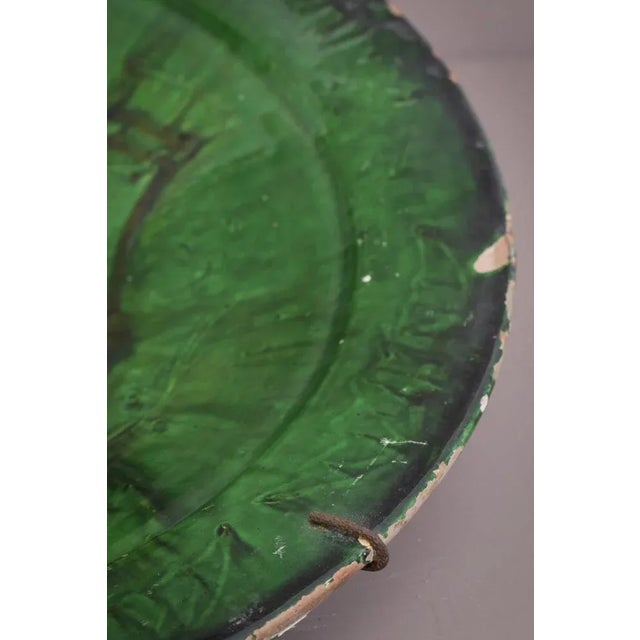 Ceramic Early Green Folk Art Plate For Sale - Image 7 of 12