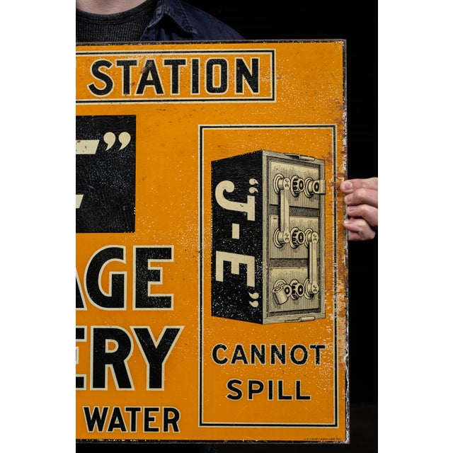 Early 20th Century "J-E" Storage Battery Flange Sign For Sale - Image 10 of 10
