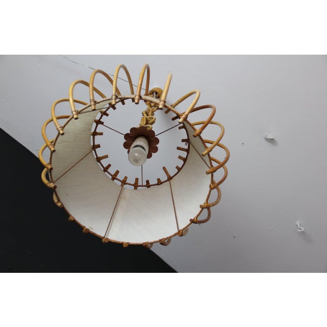 Vintage Rattan Pendant Light in Hand-Woven Wicker by Louis Sognot, 1950s For Sale - Image 9 of 17