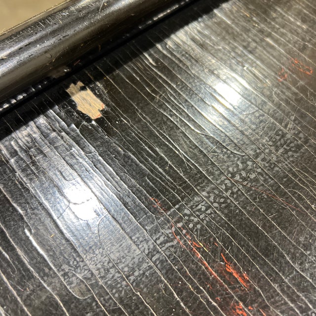 Baker Furniture Japanned Black Lacquered Coffee Table With Nickel Accents For Sale In New York - Image 6 of 10