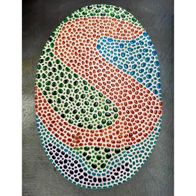 1960s 1967 Signed Psychedelic Glass Mosaic Coffee Table Studio Craft Folk Art For Sale - Image 5 of 14