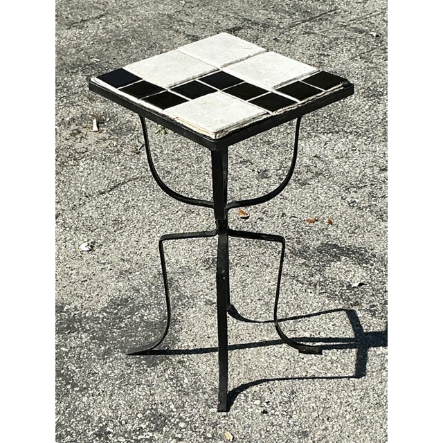 Vintage Boho Tile Top Drinks Table For Sale - Image 9 of 9