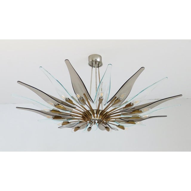 Metal Model 1563 Dahlia Glass Chandelier by Max Ingrand for Fontana Arte, Italy, 1955 For Sale - Image 7 of 13