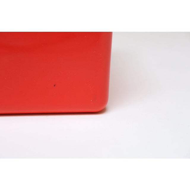 Vintage Italian Red Plastic and Glass Cube Lamp Attributed to Lamperti Robbiate For Sale - Image 11 of 12
