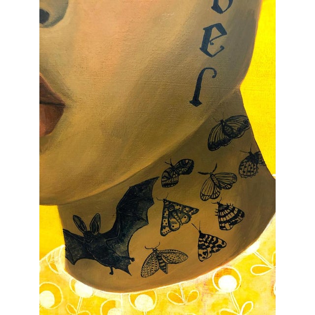 Early 21st Century Anne Siems, Figurative Portrait with Symbolic Tattoos, 2020, Acrylic on Panel For Sale - Image 5 of 11