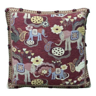 Maharaja Elephant Square Decorative Pillow With Down Feather Insert For Sale