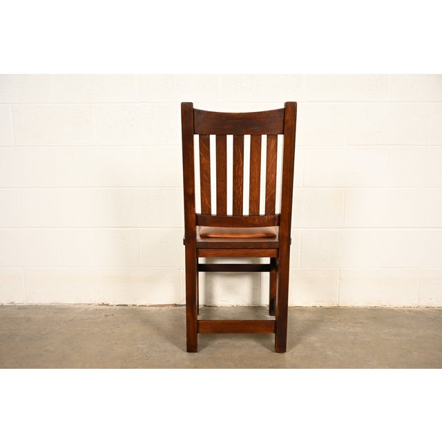 Limbert Antique Mission Oak Arts & Crafts Side Chair or Dining Chair, Circa 1910 For Sale - Image 10 of 12