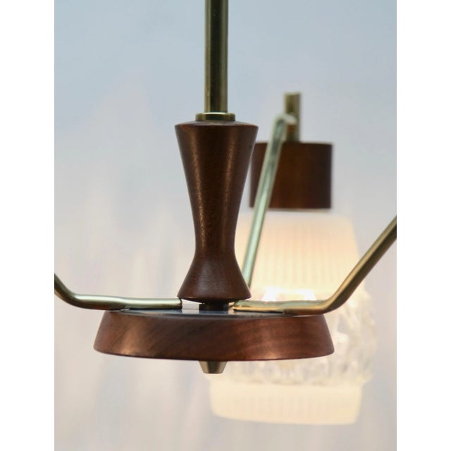 Vintage chandelier three arms in the style of Stilnovo, Italian, 1960s In excellent condition and in full working order....