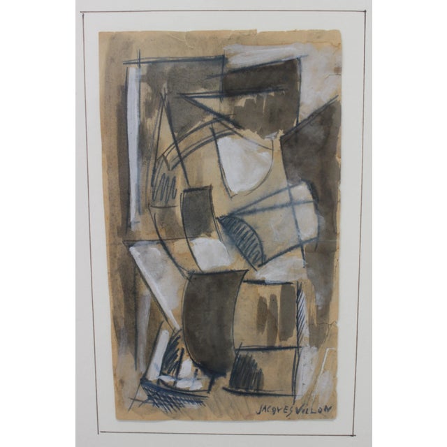 Jacques Villon Cubist Painting - multimedia watercolor gouache (Chinese white) sepia ink - from a Palm Beach collection....