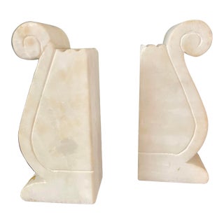 Mid 20th Century Marble Lyre Bookends - a Pair For Sale