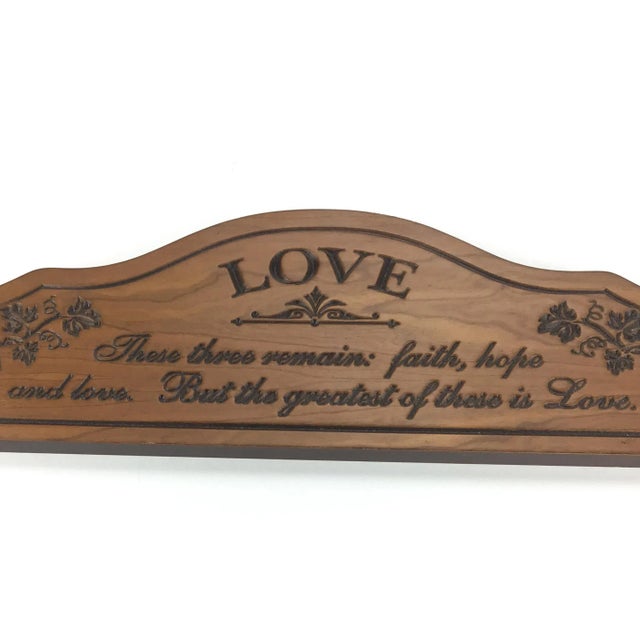 Vintage 70’s Hand Carved Cherry Wood Wall Plaque For Sale - Image 4 of 9