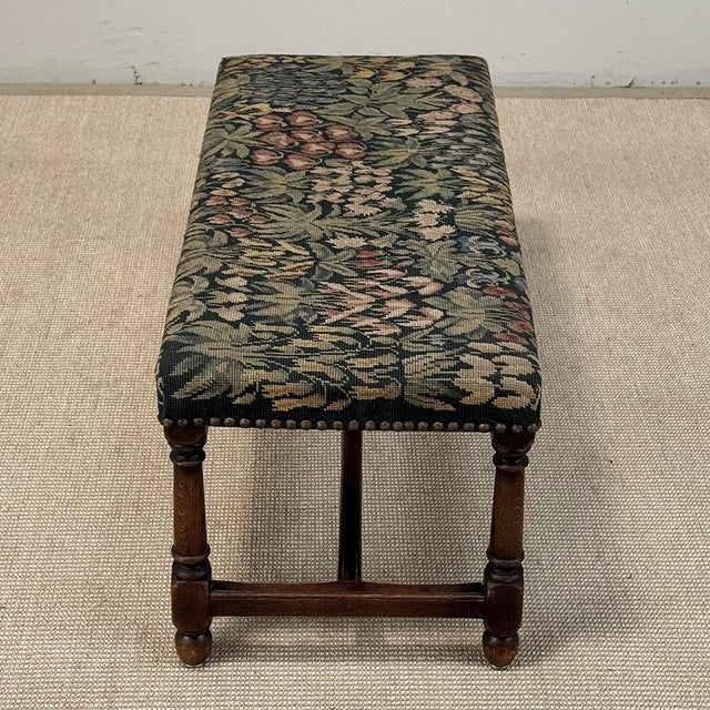 Antique Renaissance Revival Floral Needlepoint Tapestry Bench For Sale - Image 10 of 18