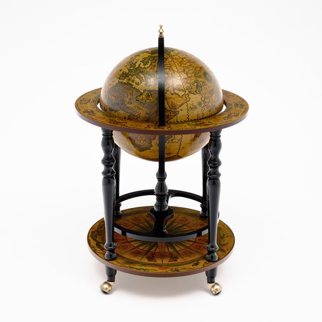 Mid-Century Modern Italian Mid-Century Globe Bar Cart, Circa 1950 For Sale - Image 3 of 9