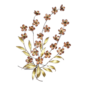 1960s C. Jere Mixed Metals 3D Flowers Leaves Branch XL Wall Sculpture