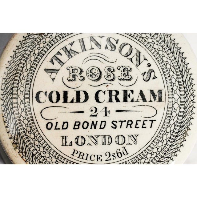 Victorian Atkinson’s Rose Cold Cream Antique Victorian Advertising Lidded Pot Jar Home Decor For Sale - Image 3 of 8