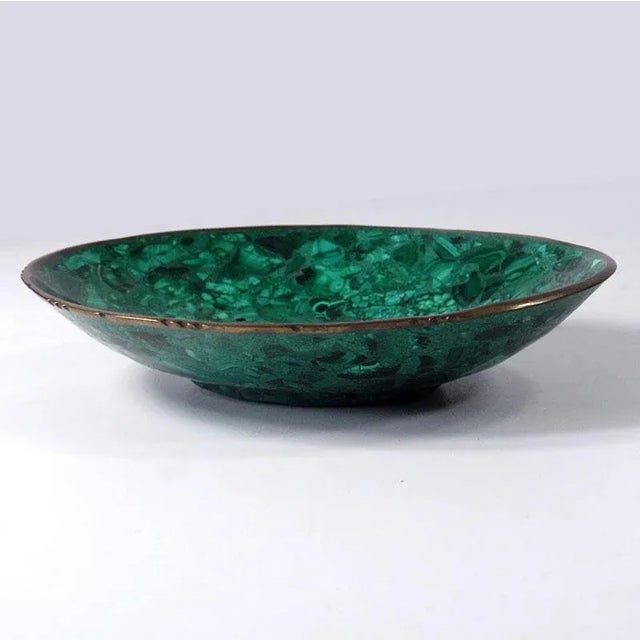 Vintage Malachite and Brass Bowl, 1960s For Sale - Image 6 of 9